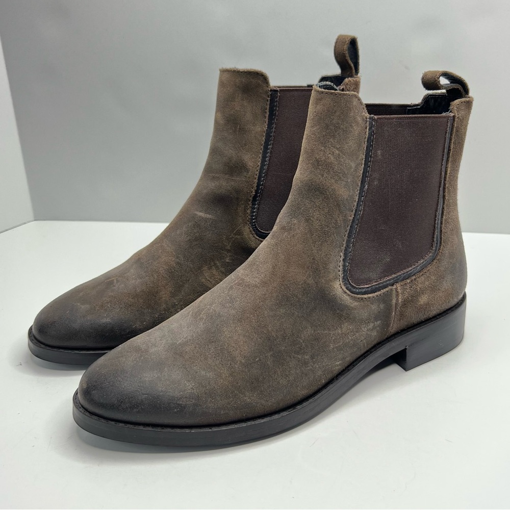 Thursday Boot Co. Dark Olive Suede Duchess Chelsea Boots Women Size 8.5